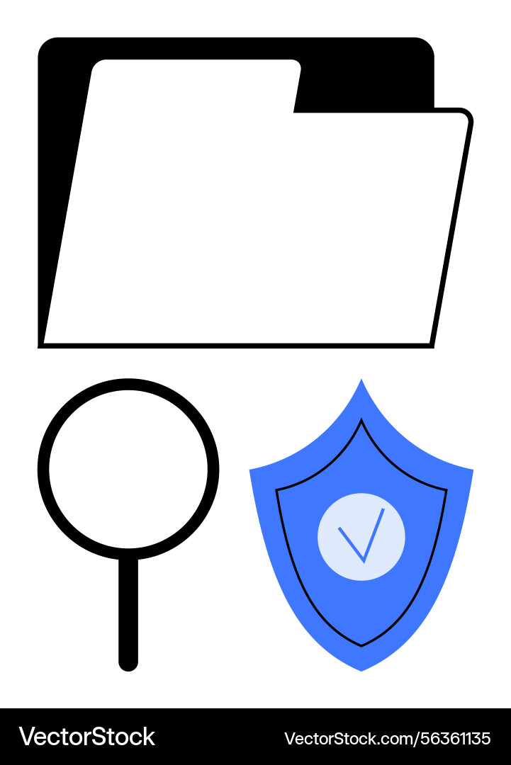 Data protection featuring file folder magnifying Data protection featuring file folder magnifying Vector Image