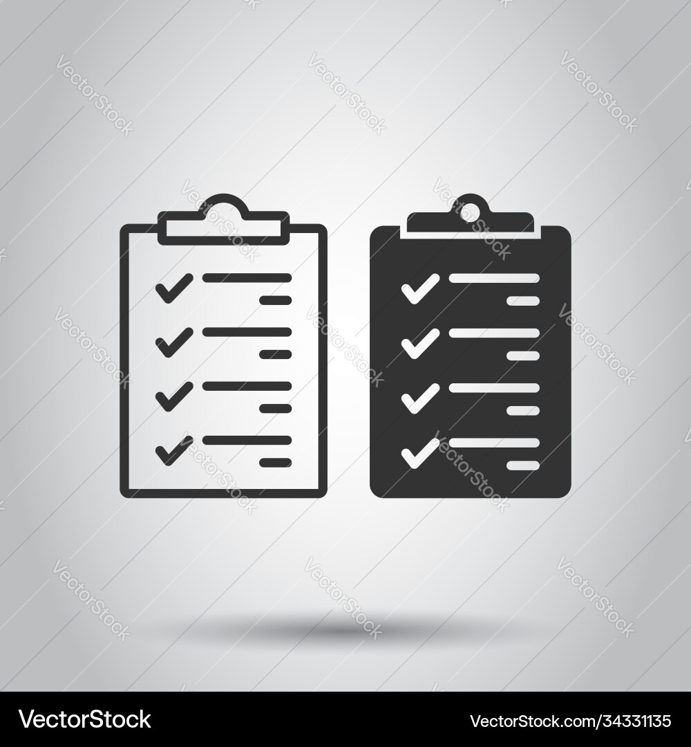 Document checklist icon in flat style report Document checklist icon in flat style report Vector Image