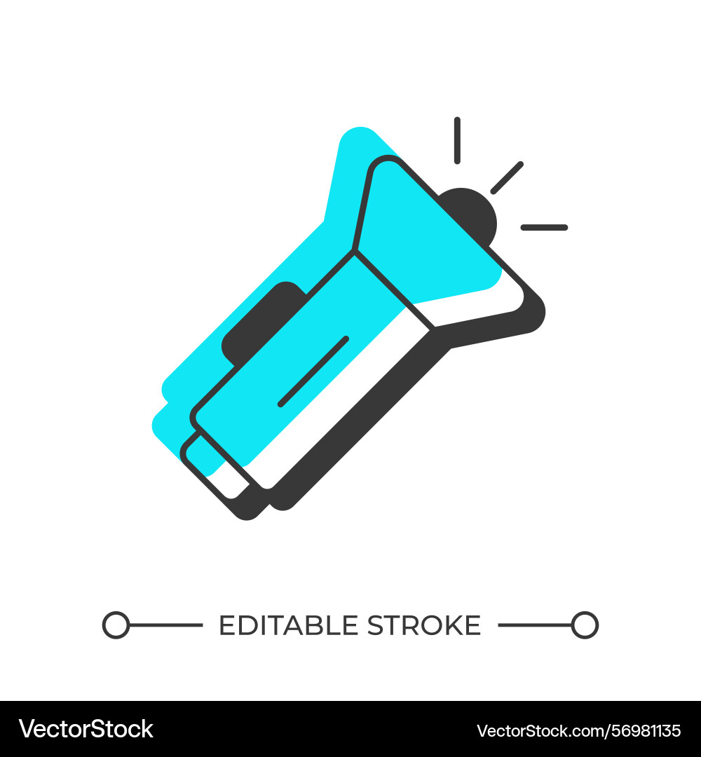 Flashlight offset shadow line icon Flashlight offset shadow line icon vector image