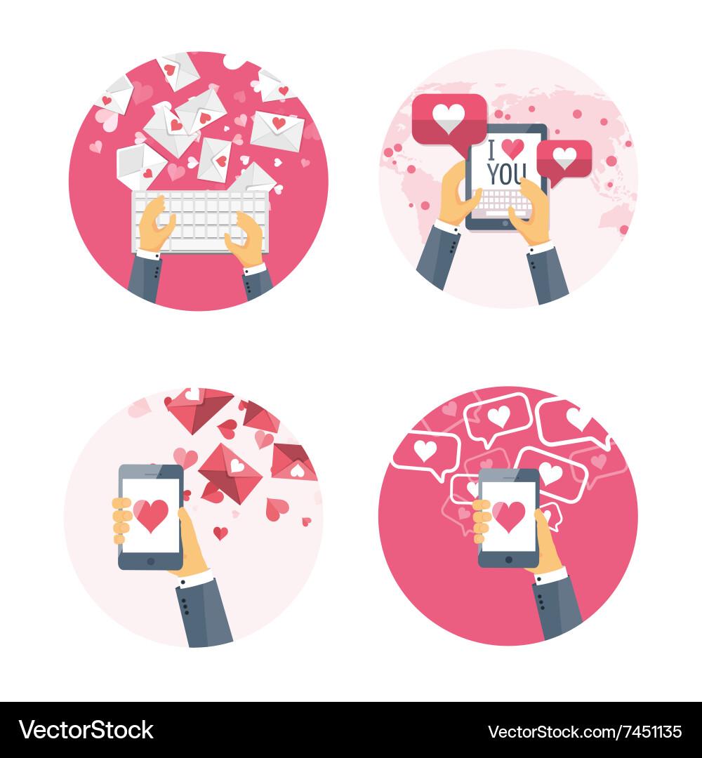 Flat background with keyboard vector image
