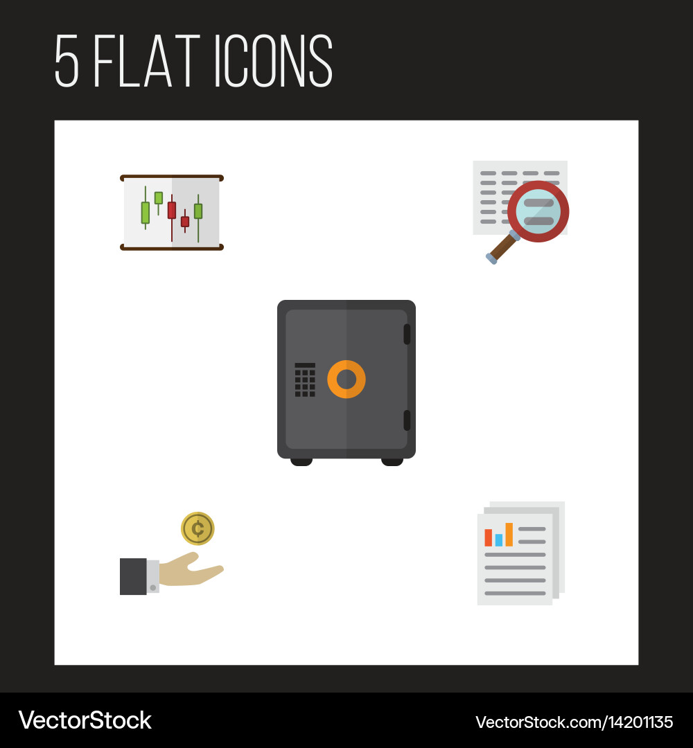 Flat gain set of scan document hand with coin Vector Image