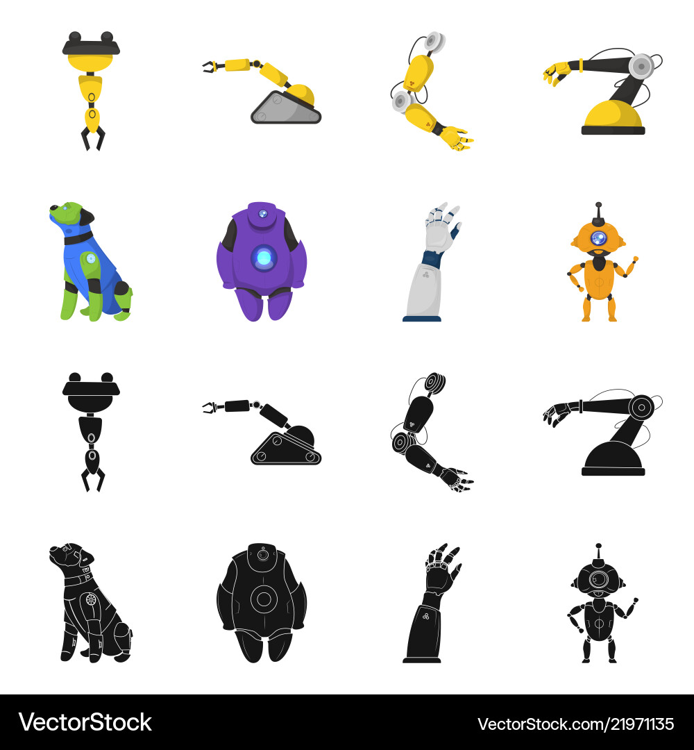 Isoliertes Objekt von Roboter und Fabrik-Icon-Set Isoliertes Objekt von Roboter und Fabrik-Icon-Set vektorbild