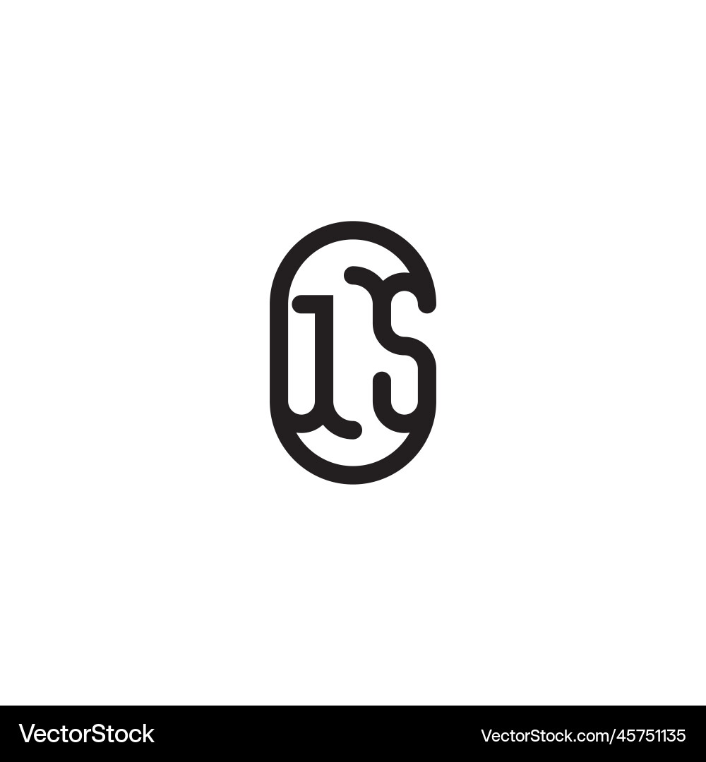 Js line simple round initial concept with high vector image