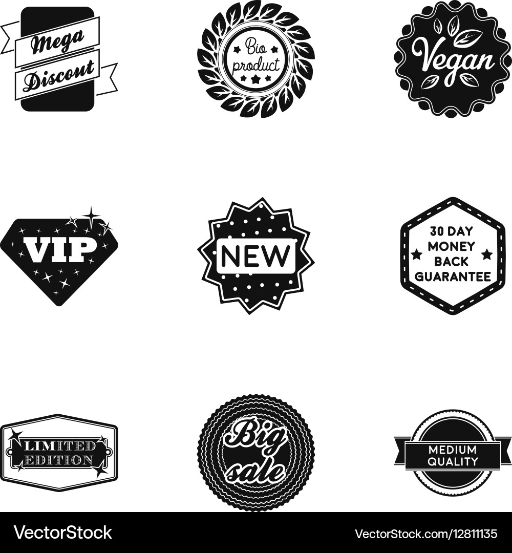 Label set icons in black style big collection vector image