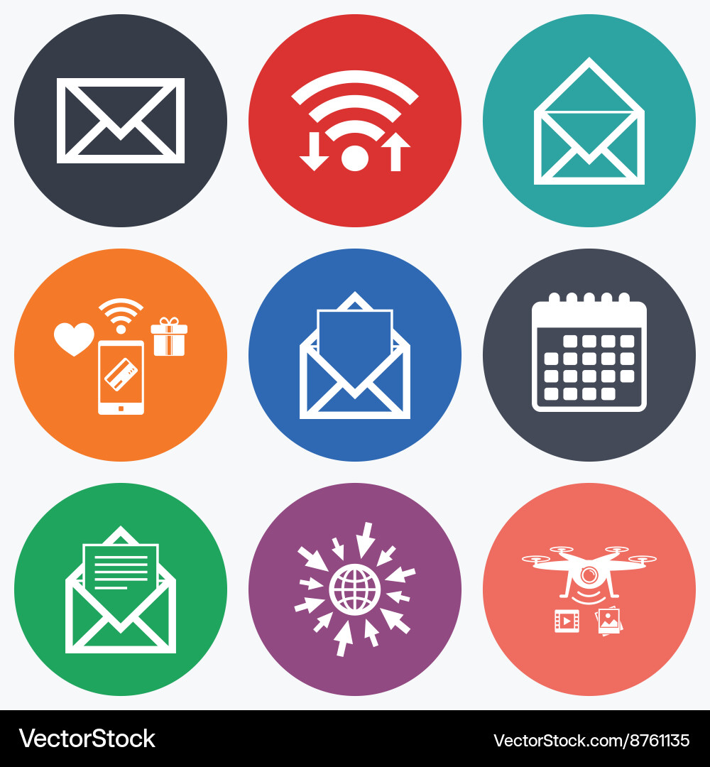 Mail envelope icons message document symbols Vector Image