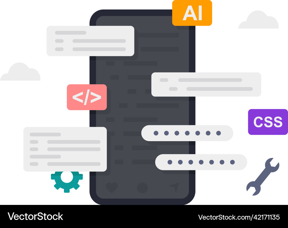 Mobile application development interface process Vector Image