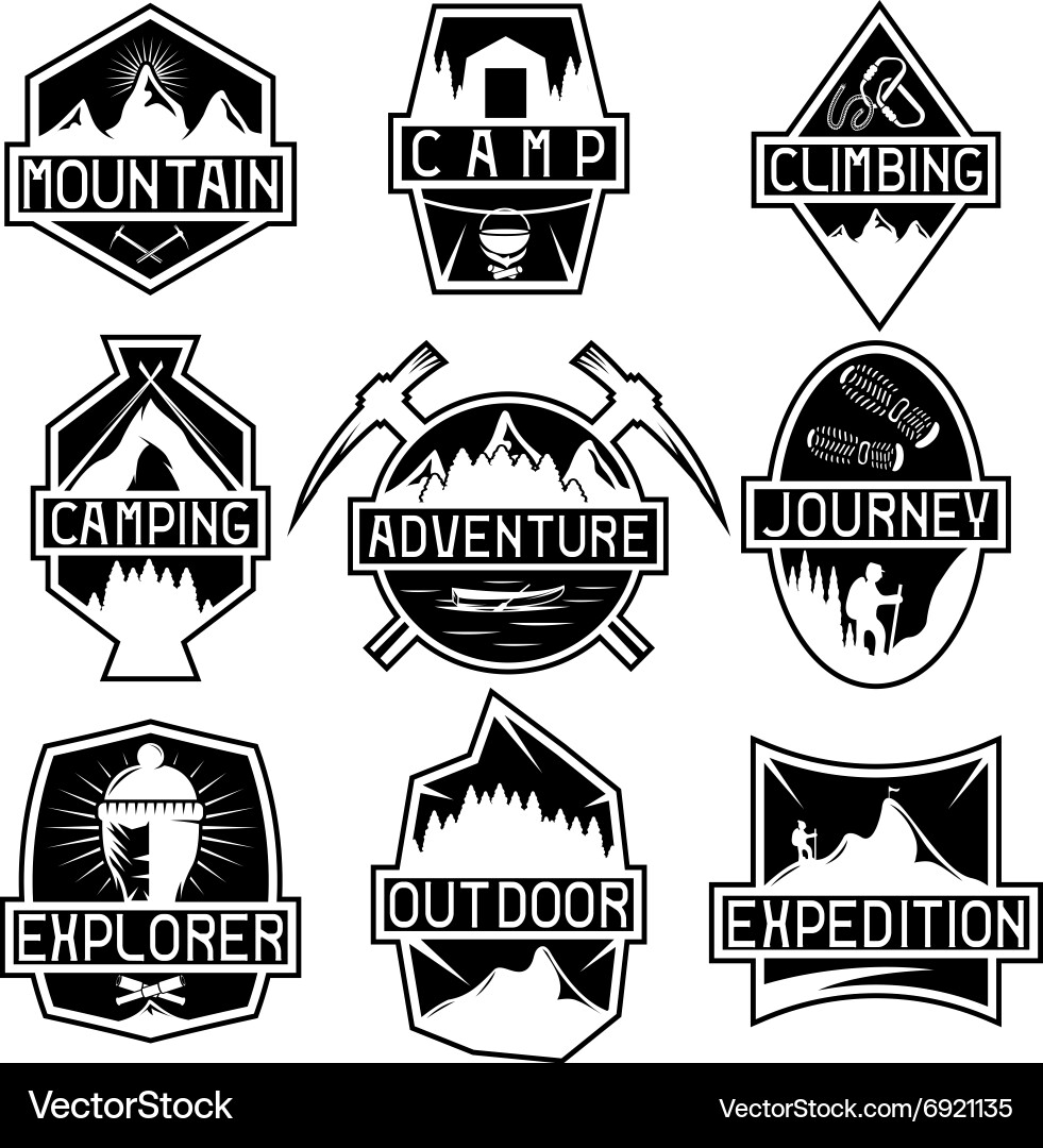 Mountain Adventure Labels vector image