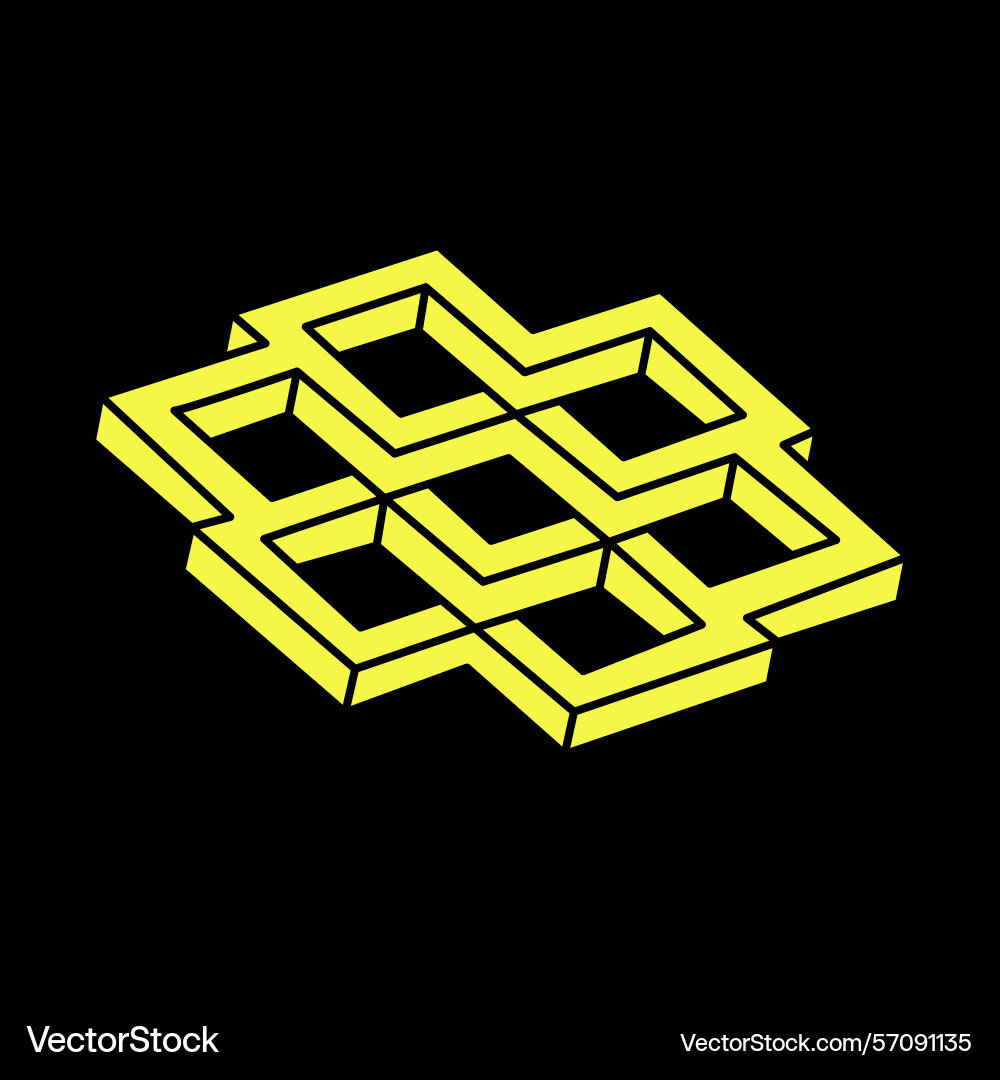 Optical illusion figures impossible objects line Vector Image