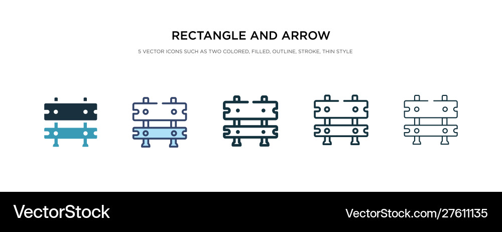 Rectangle and arrow icon in different style two vector image