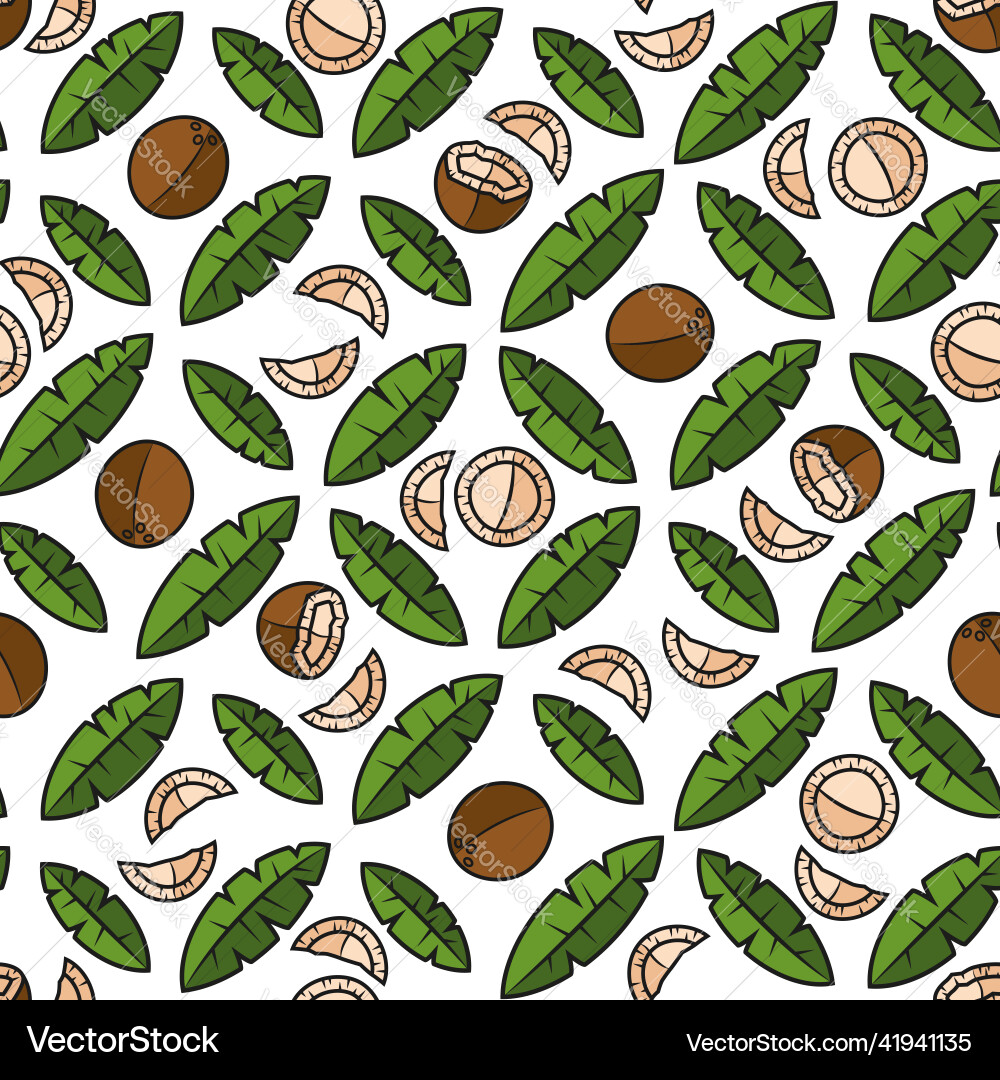 Seamless pattern with palm leaves and coconuts Seamless pattern with palm leaves and coconuts vector image