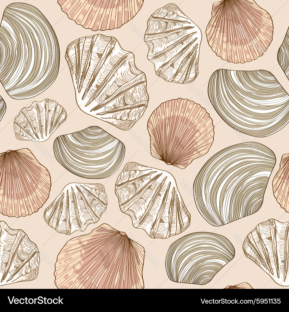 Seashell Seamless Pattern Vector Image