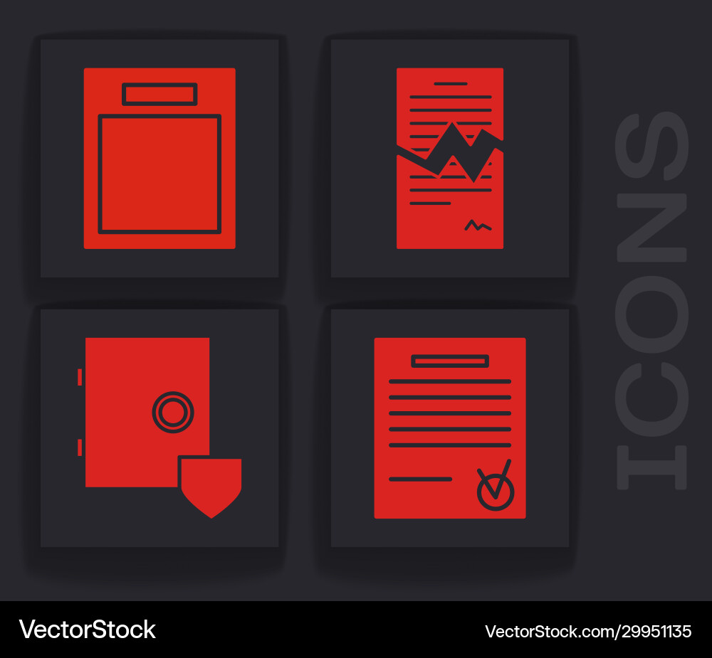 Set confirmed document and check mark empty form Set confirmed document and check mark empty form vector image