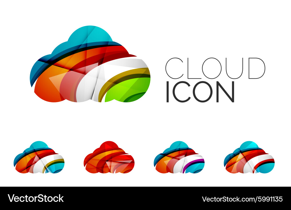 Set of abstract cloud computing icons business Vector Image