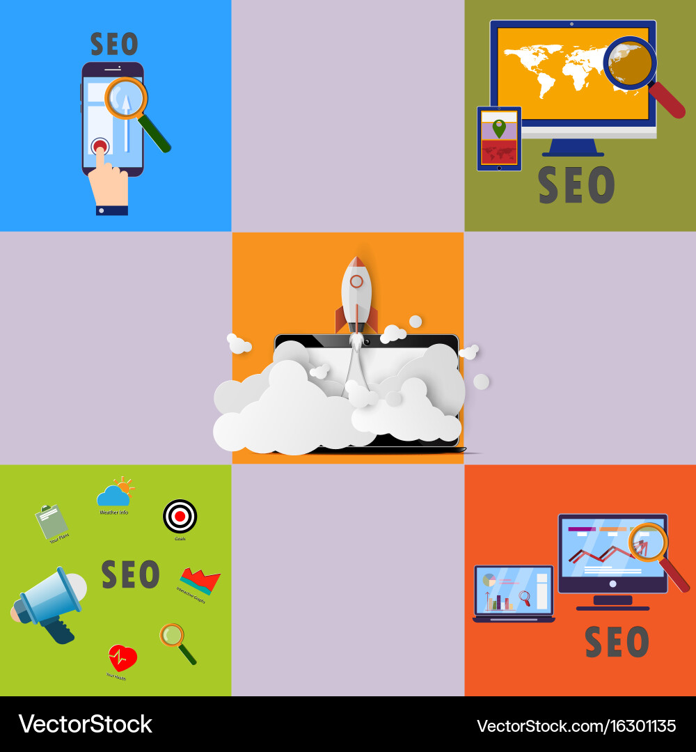 Set of flat design concept icons for web Vector Image