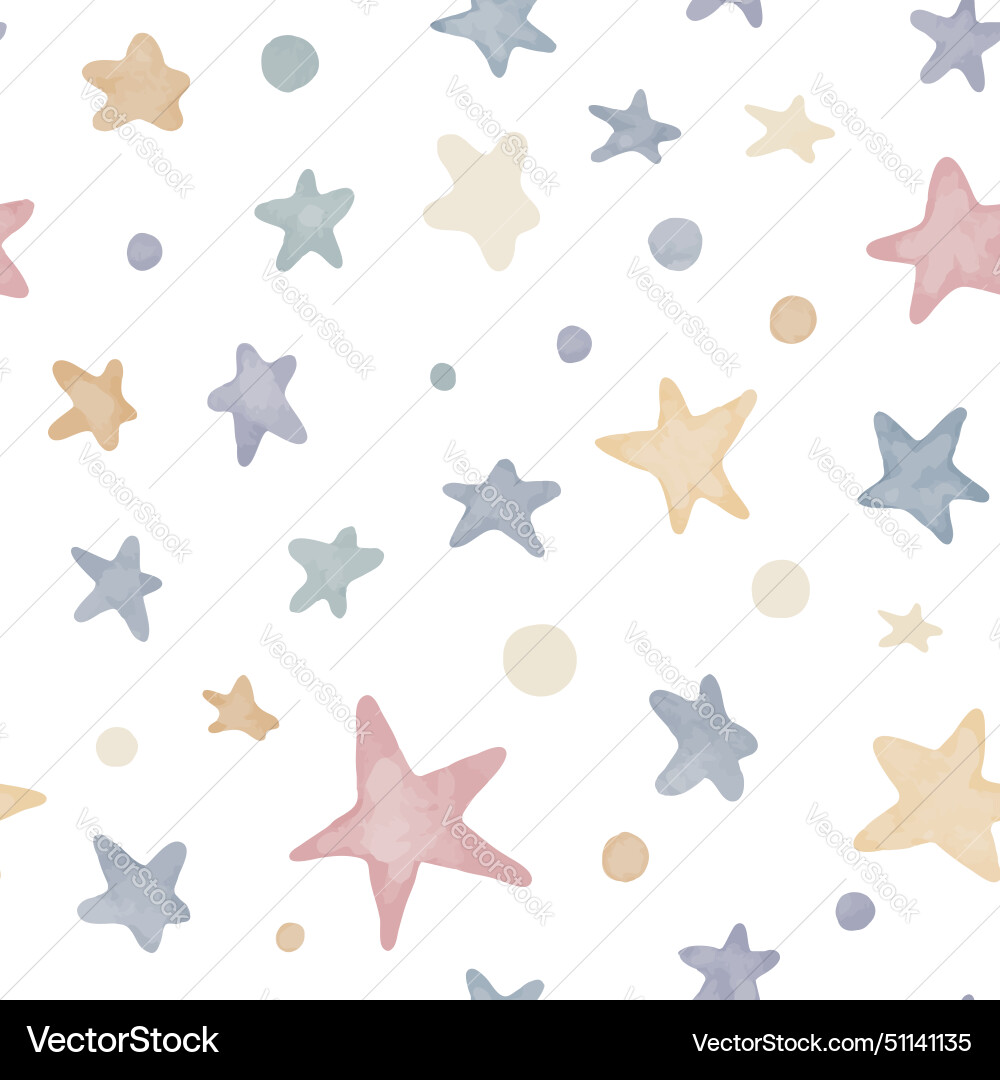 Star seamless pattern watercolor Star seamless pattern watercolor vector image