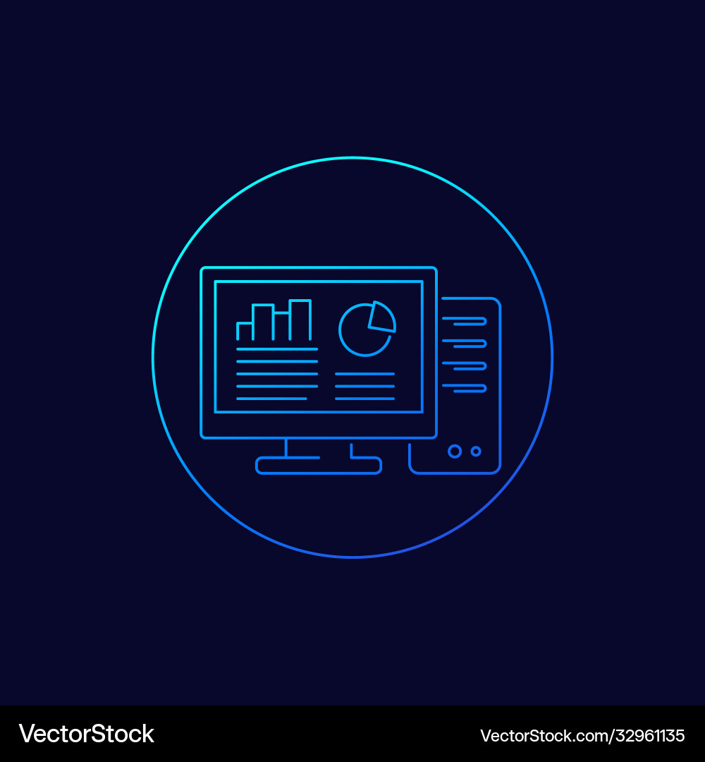 Workstation computer icon linear vector image