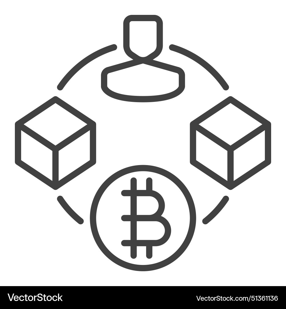 Blocks connected with man and bitcoin blockchain Blocks connected with man and bitcoin blockchain vector image