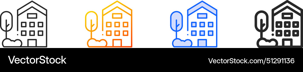 Building iconthin linear gradient blue stroke Vector Image