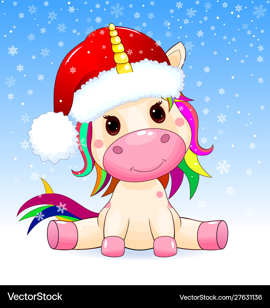 Einhorn baon ein winter hintergrund Einhorn baon ein winter hintergrund vektorbild