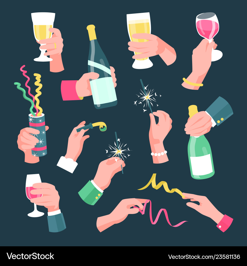 Festive Celebration Hands Vector Image