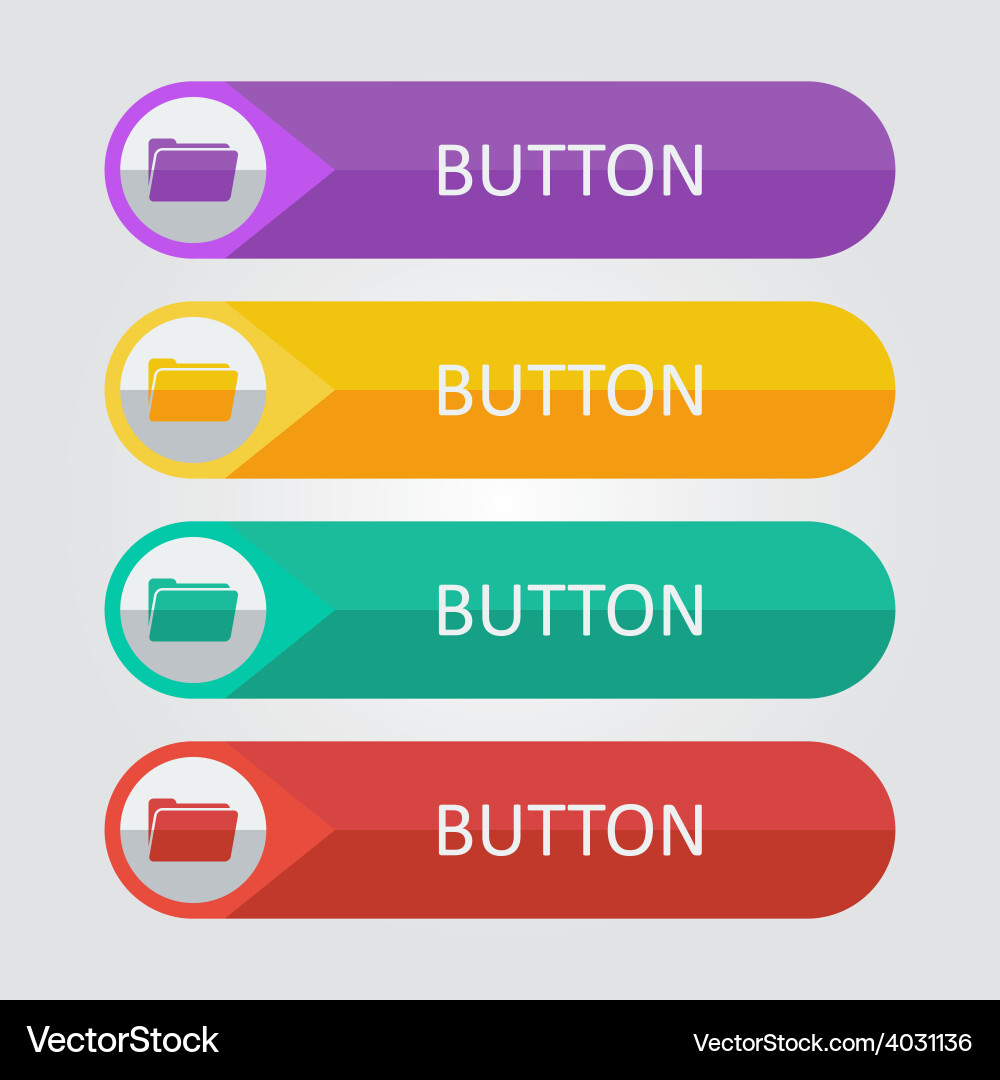 Flat buttons with folder icon Vector Image