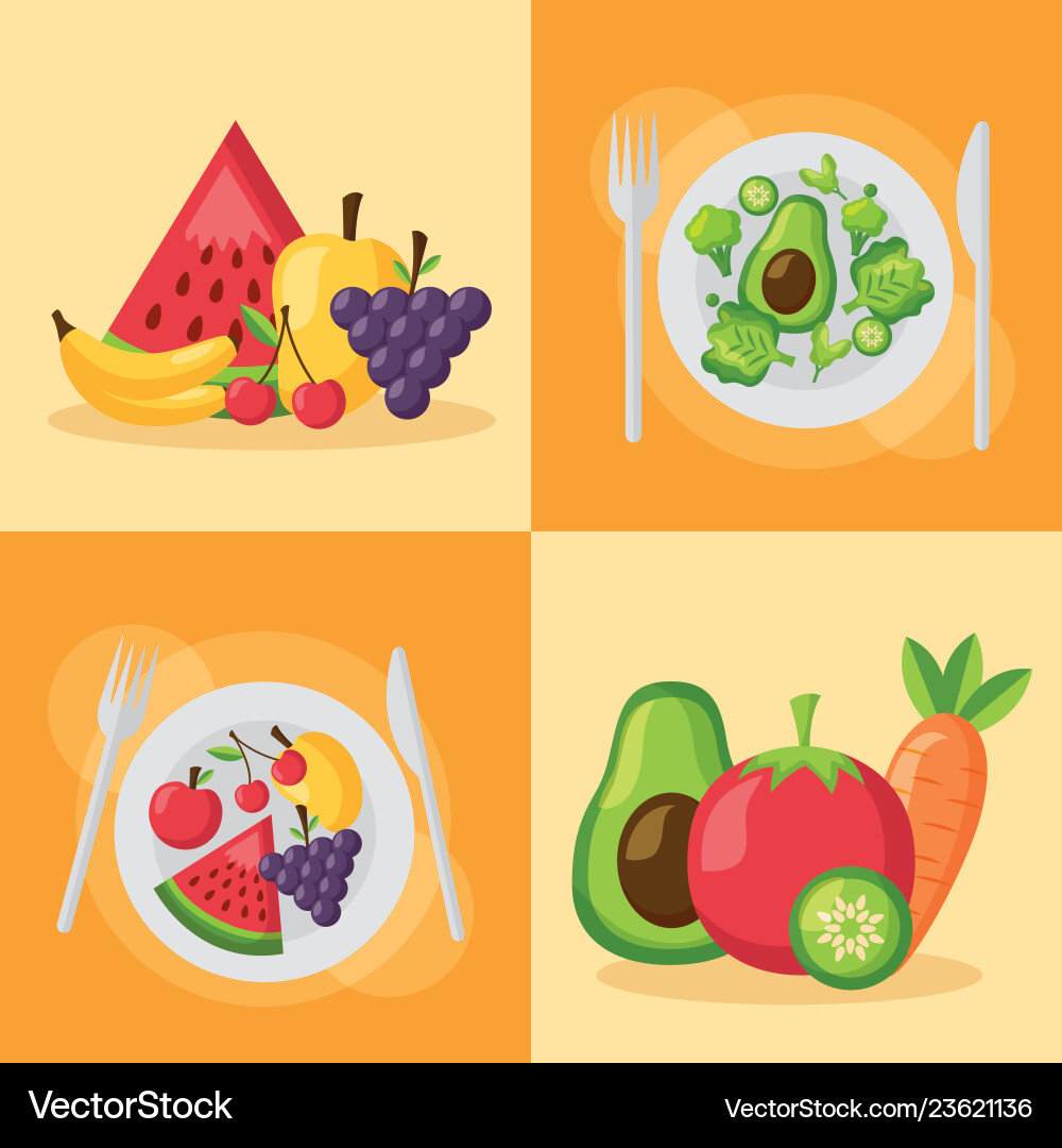 Healthy food fresh (23621136) – Royalty-Free Vector | VectorStock, image size:1000x1080