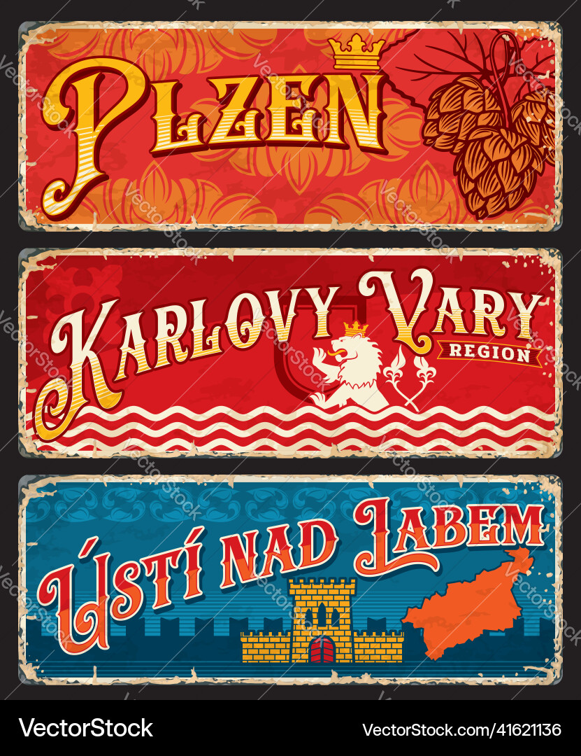 Plzen karlovy vary usti nad labem czech regions Plzen karlovy vary usti nad labem czech regions vector image