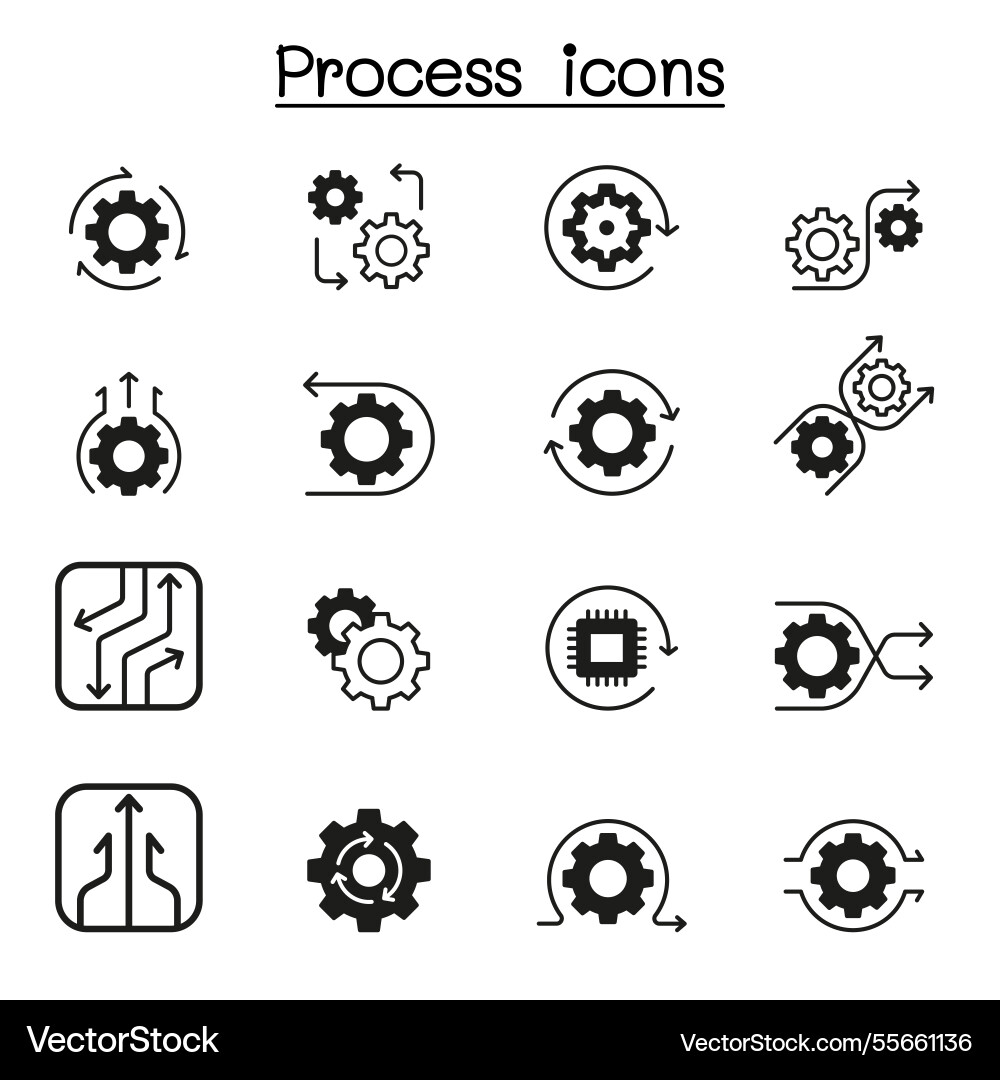 Process Icon Set - Workflow & Systems vector image