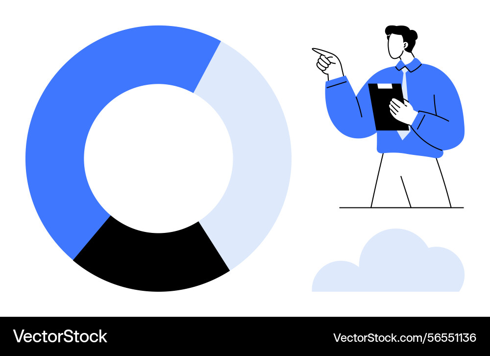 Professional presenting insights with pie chart Professional presenting insights with pie chart vector image