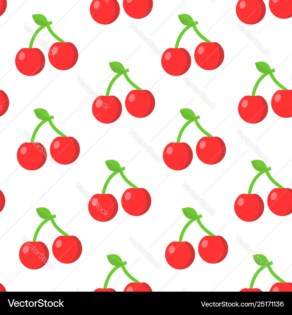 Seamless pattern with cherry in flat style Seamless pattern with cherry in flat style vector image