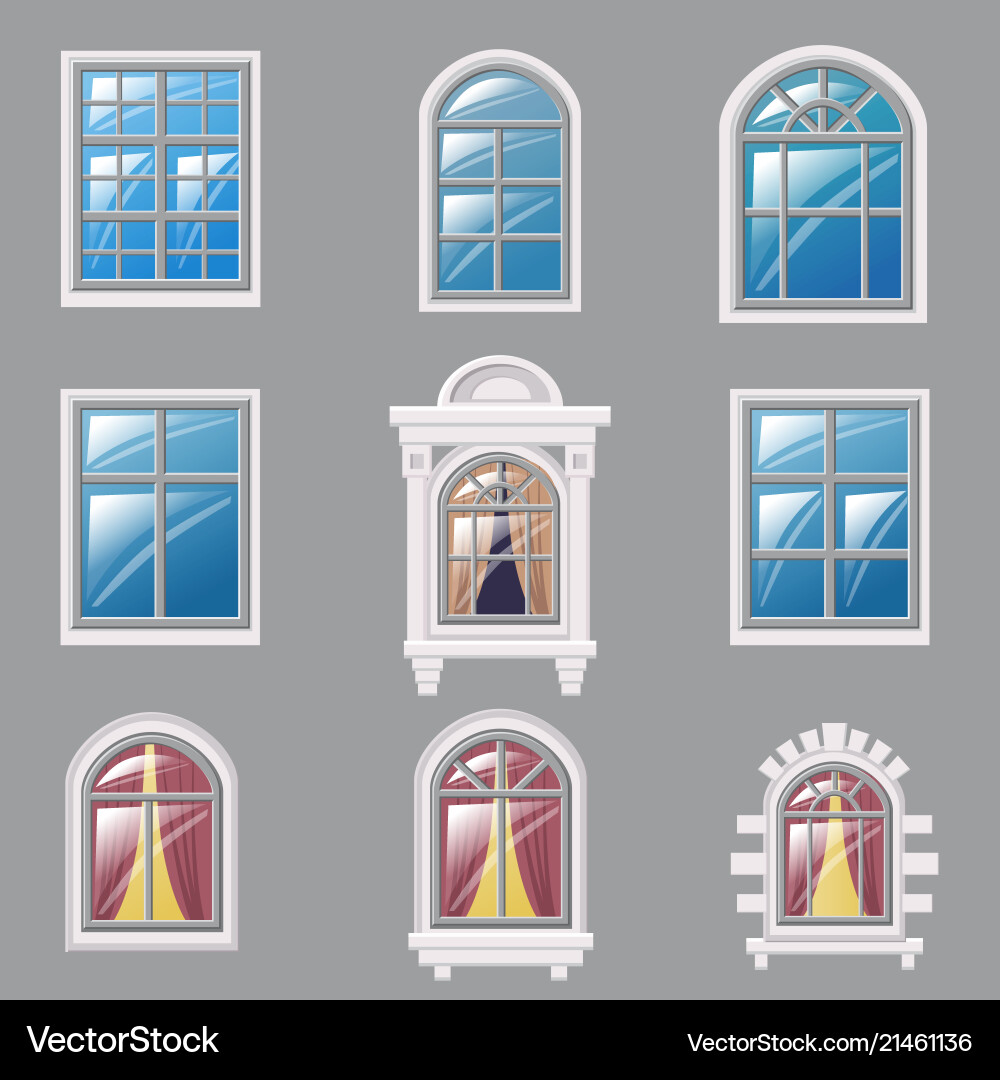 Set von verschiedenen Fensterelementen für Architektur Set von verschiedenen Fensterelementen für Architektur vektorbild