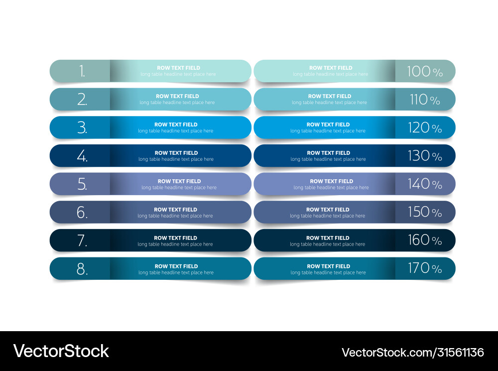Table schedule design template with 8 row banner Table schedule design template with 8 row banner vector image