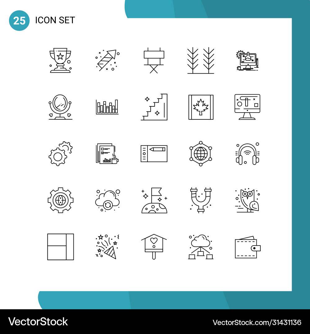 User interface pack 25 basic lines Vector Image