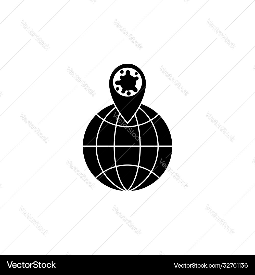 Virus bacteria map pointer and globe icon Virus bacteria map pointer and globe icon Vector Image