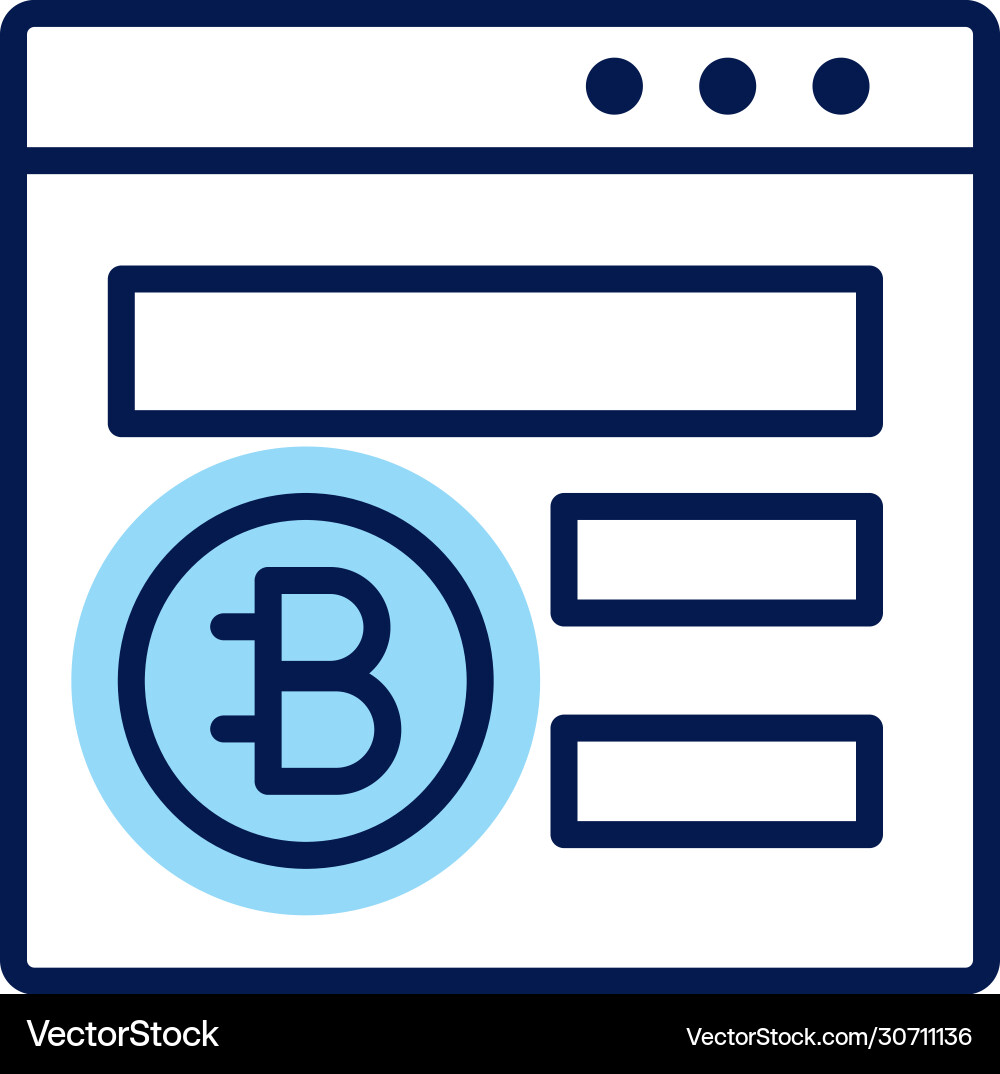 Webpage with bitecoin crypto currency line style Webpage with bitecoin crypto currency line style vector image
