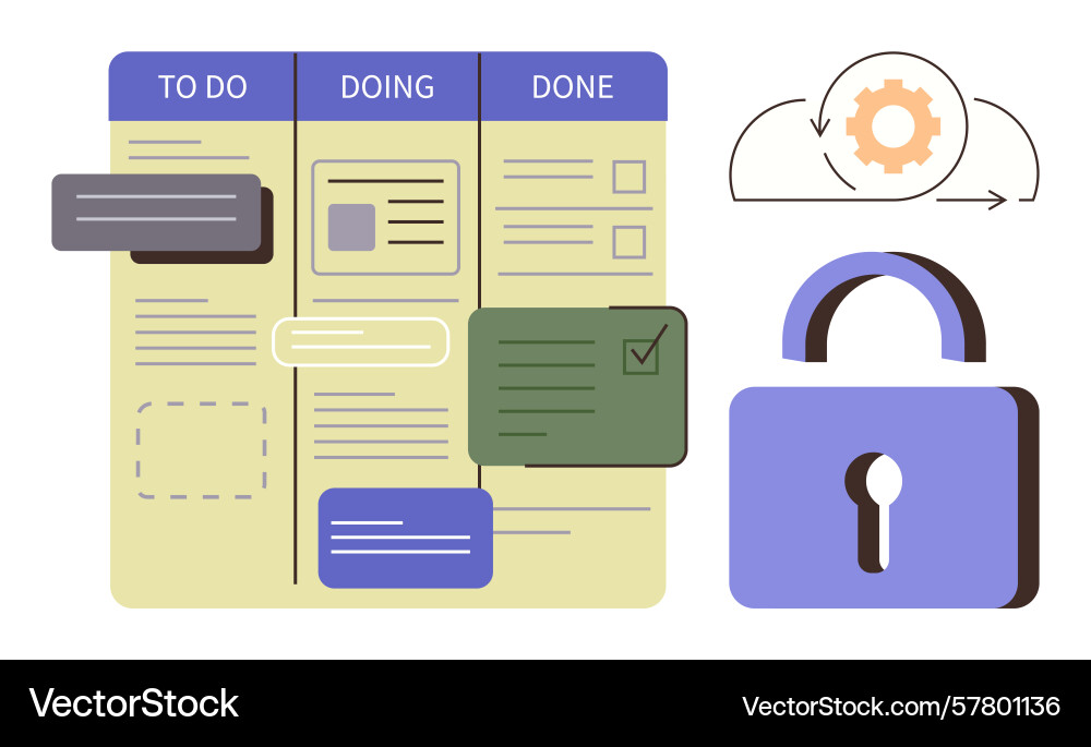 Workflow Kanban Board mit Task-Status vektorbild