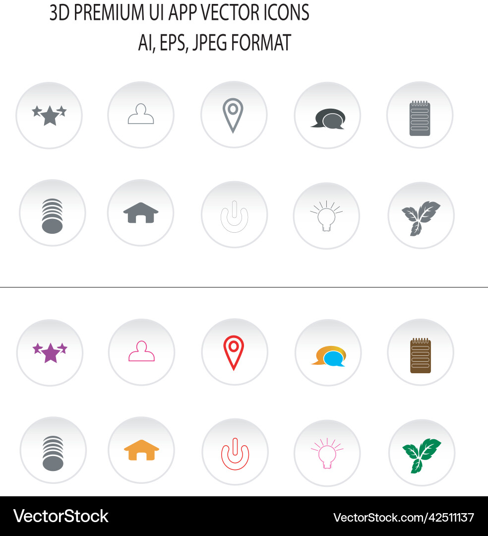 3d ui app icons 3d ui app icons Vector Image
