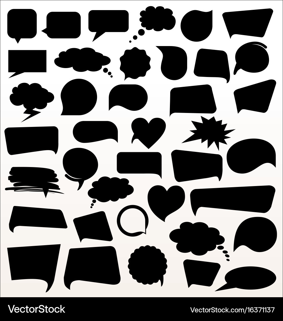 Black Speech Bubbles Set vector image