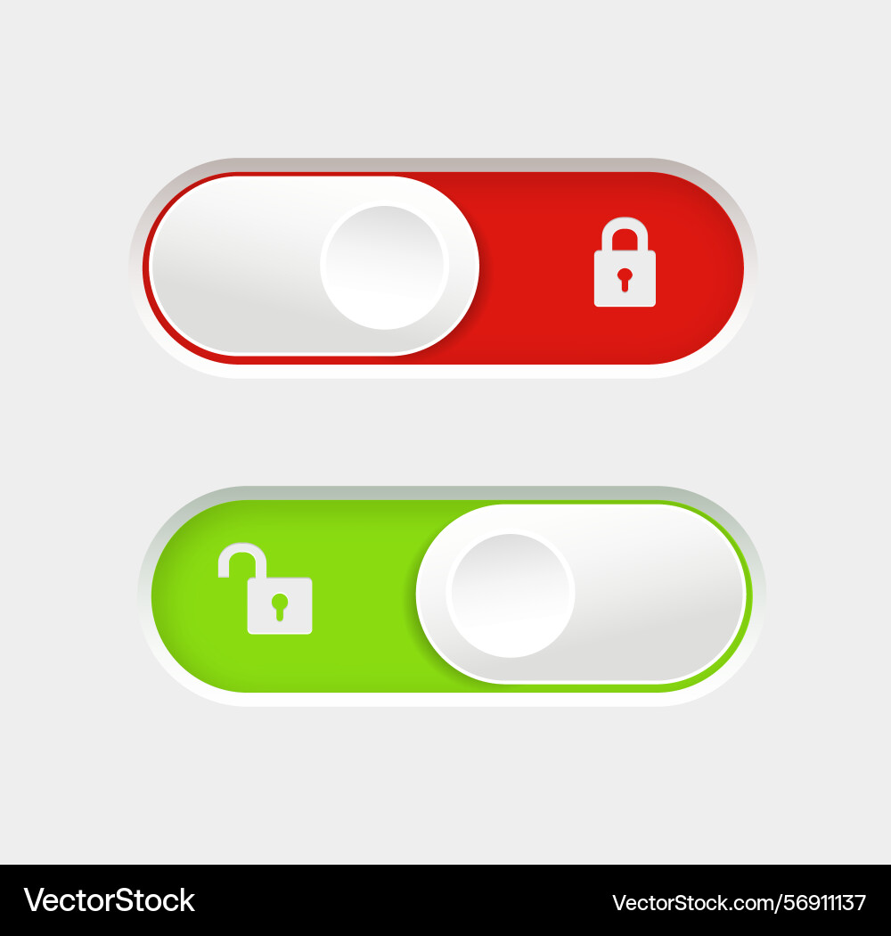 Blocked and unlocked toggle switch buttons Vector Image