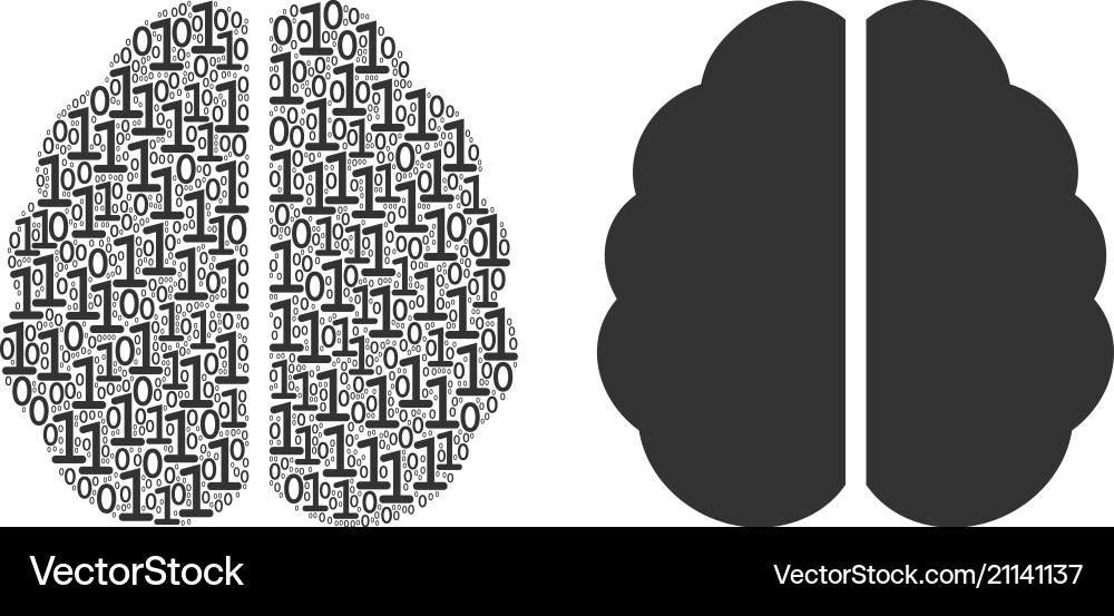 Brain mosaic of binary digits Brain mosaic of binary digits vector image