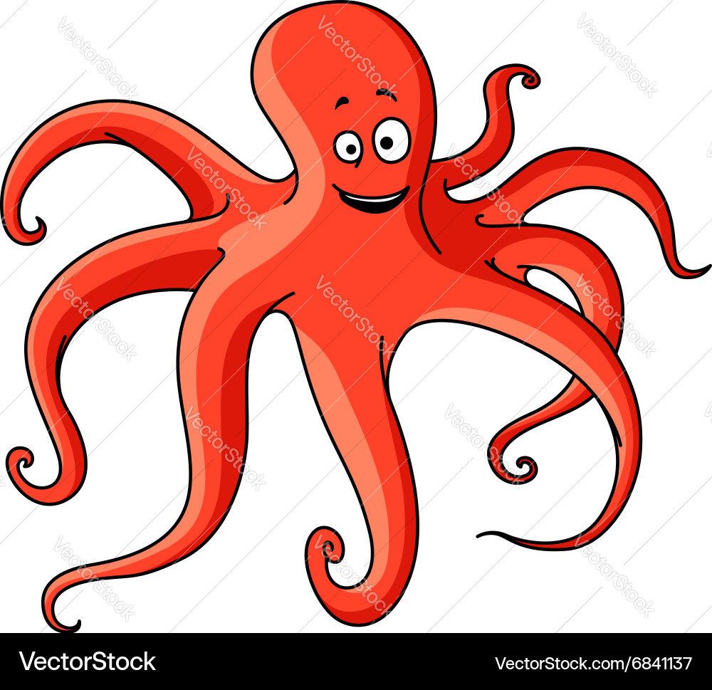 Cheerful Red Octopus Vector Image