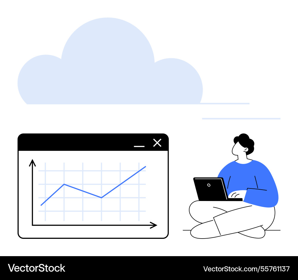 Cloud computing concept with data visualization Cloud computing concept with data visualization Vector Image