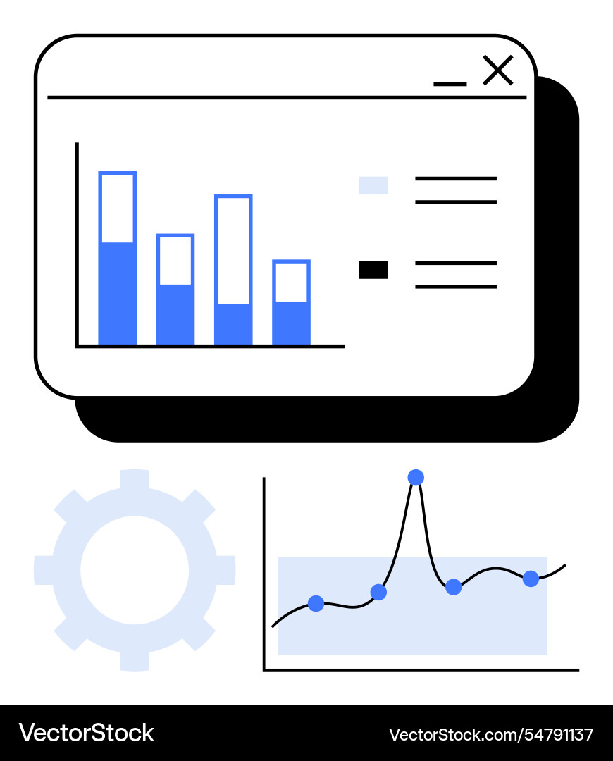 Data visualization with bar graphs and line charts Vector Image