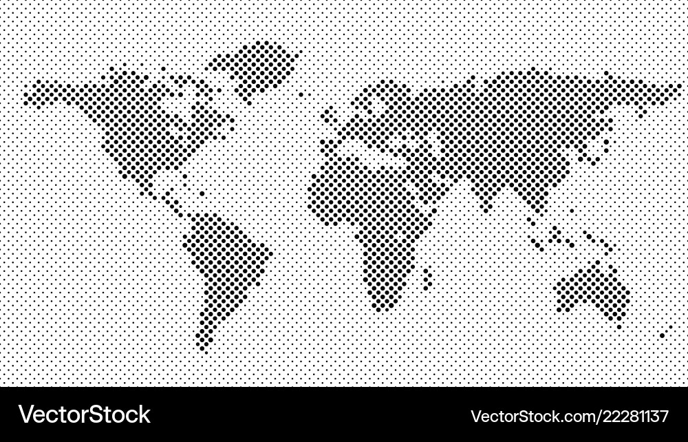 Halftone world map background - circle pattern Halftone world map background - circle pattern vector image