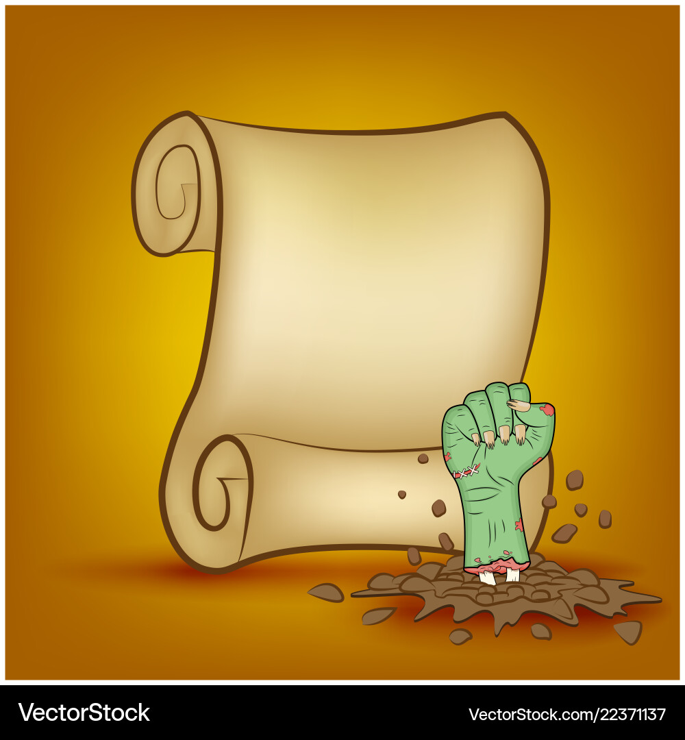 Halloween banner card with empty paper scroll Vector Image