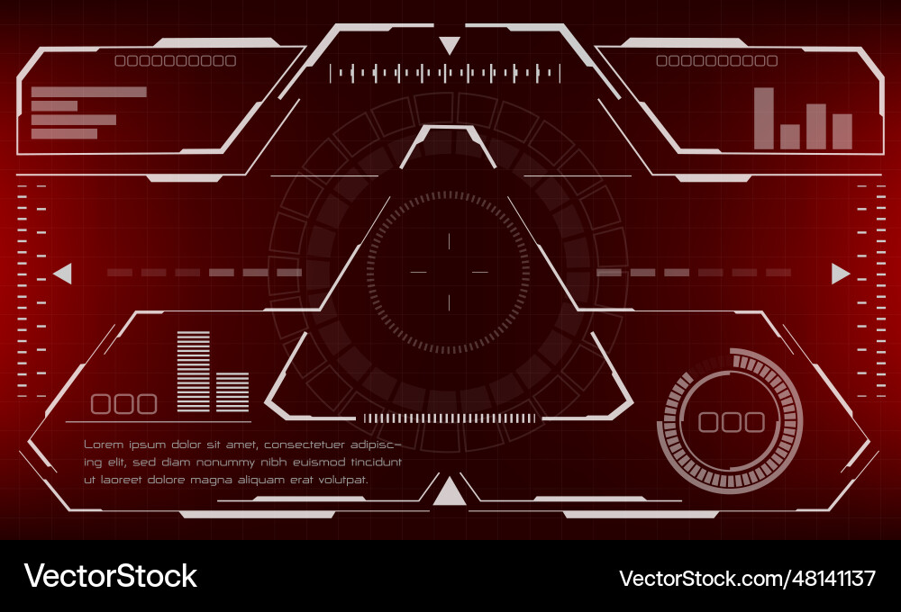 Hud sci-fi interface screen view red design Hud sci-fi interface screen view red design vector image