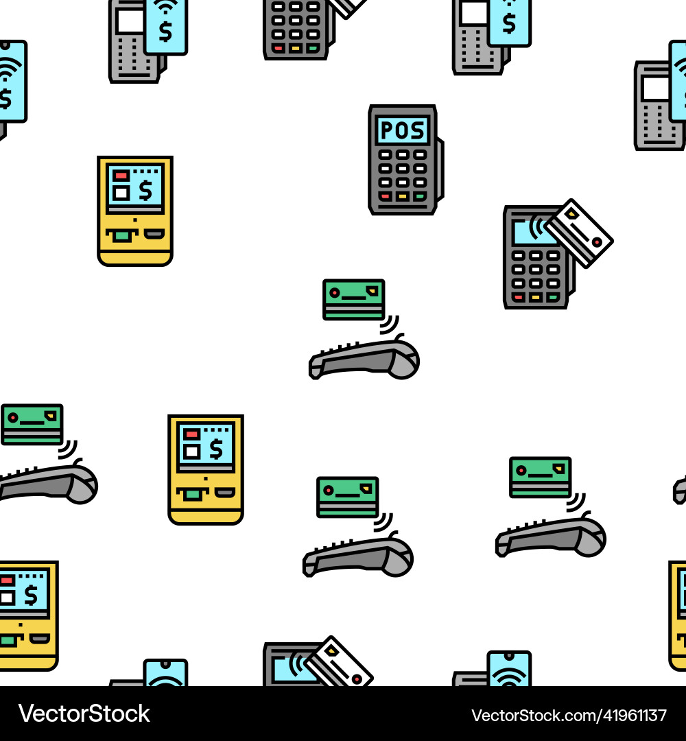 Pos terminal device seamless pattern Pos terminal device seamless pattern Vector Image