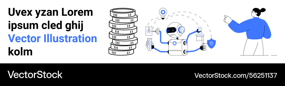 Robot automating tasks with futuristic features Robot automating tasks with futuristic features vector image