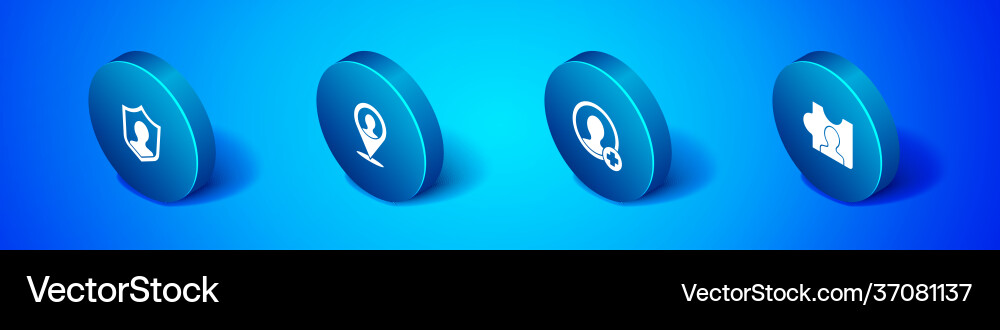 Set isometric user protection create account vector image
