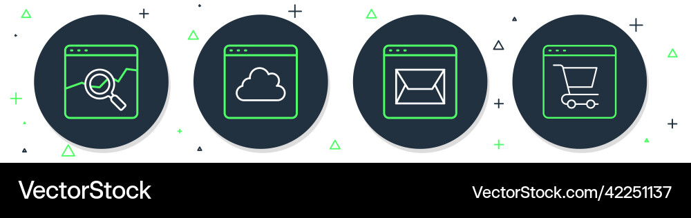 Set line cloud technology data transfer website Set line cloud technology data transfer website vector image